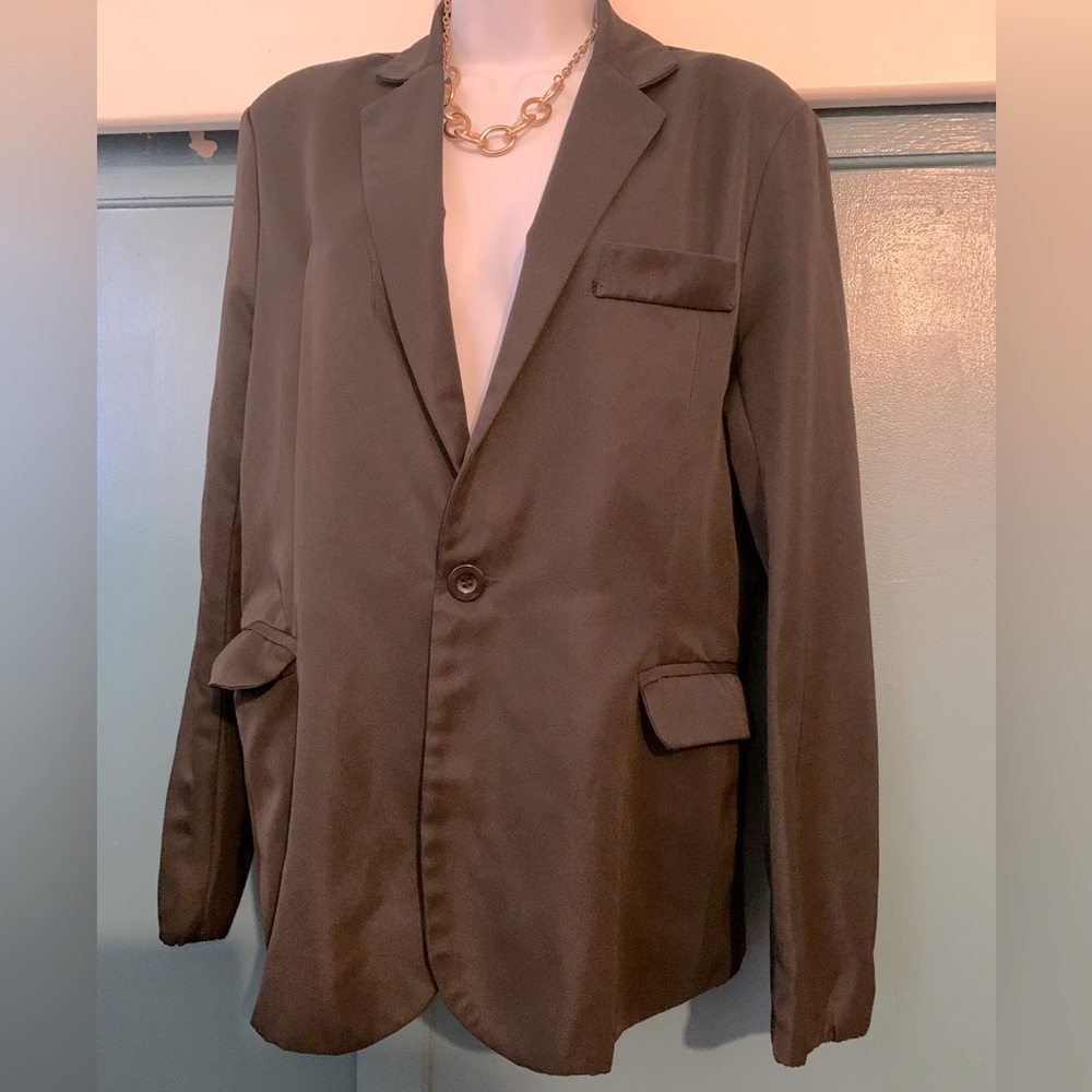 ZJL Just Long Black Blazer